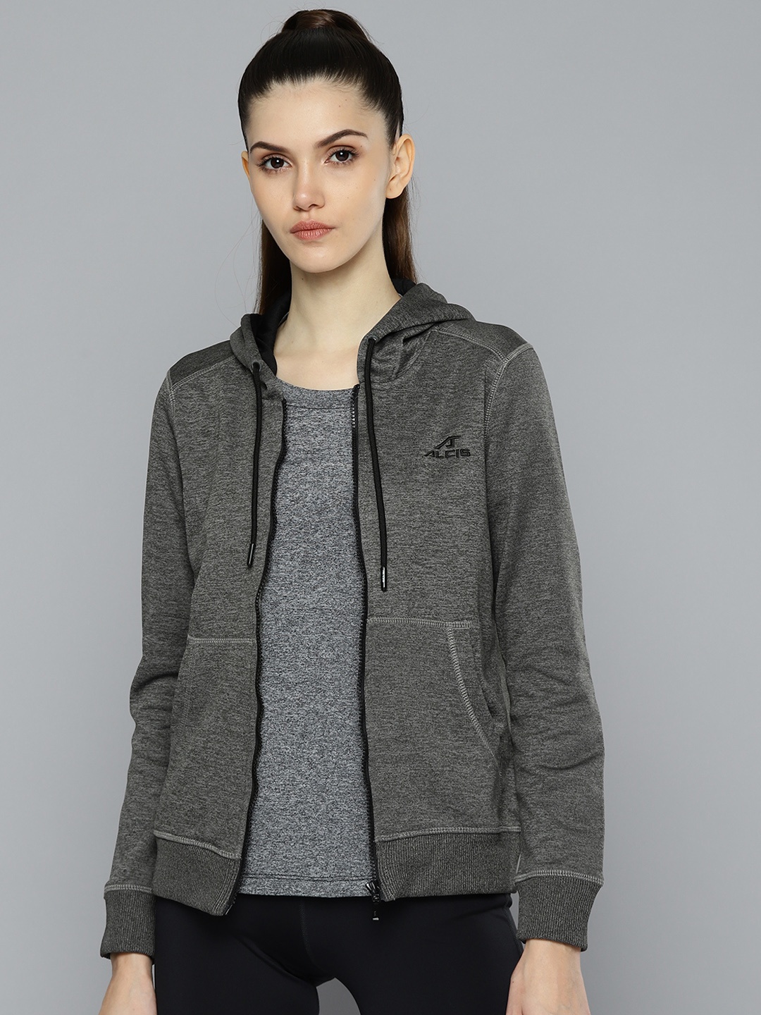 

Alcis Women Grey Solid Sporty Jacket