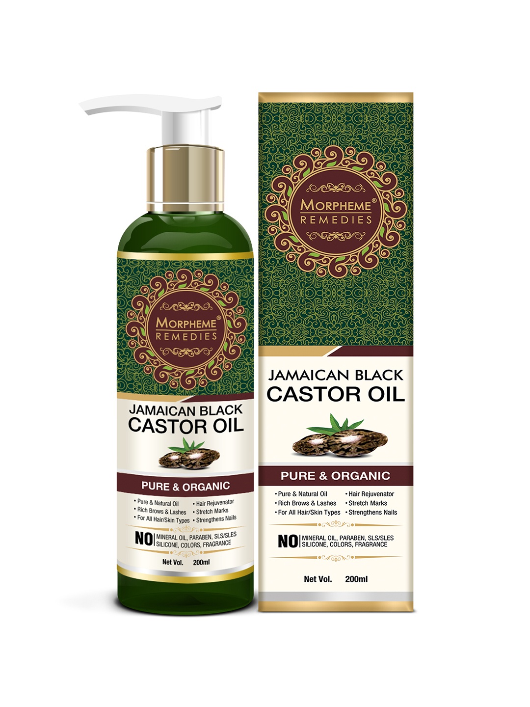 

Morpheme Remedies Unisex Jamaican Organic Black Castor Pure Oil 200ml, Green