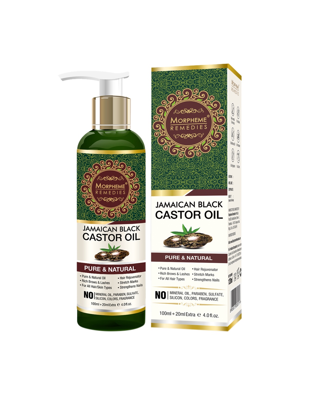 

Morpheme Remedies Unisex Jamaican Organic Black Castor Pure Oil 120ml, Green