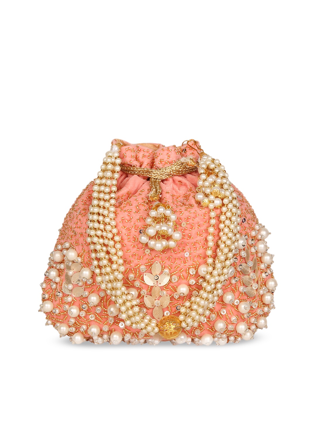 

Anekaant Peach-Coloured Embellished Clutch