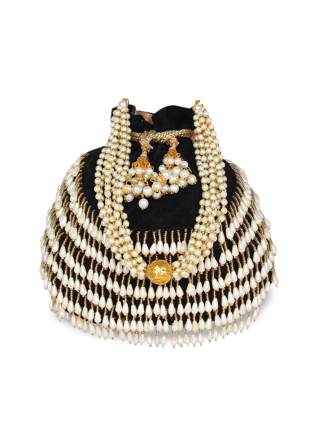 

Anekaant Black & White Embellished Clutch