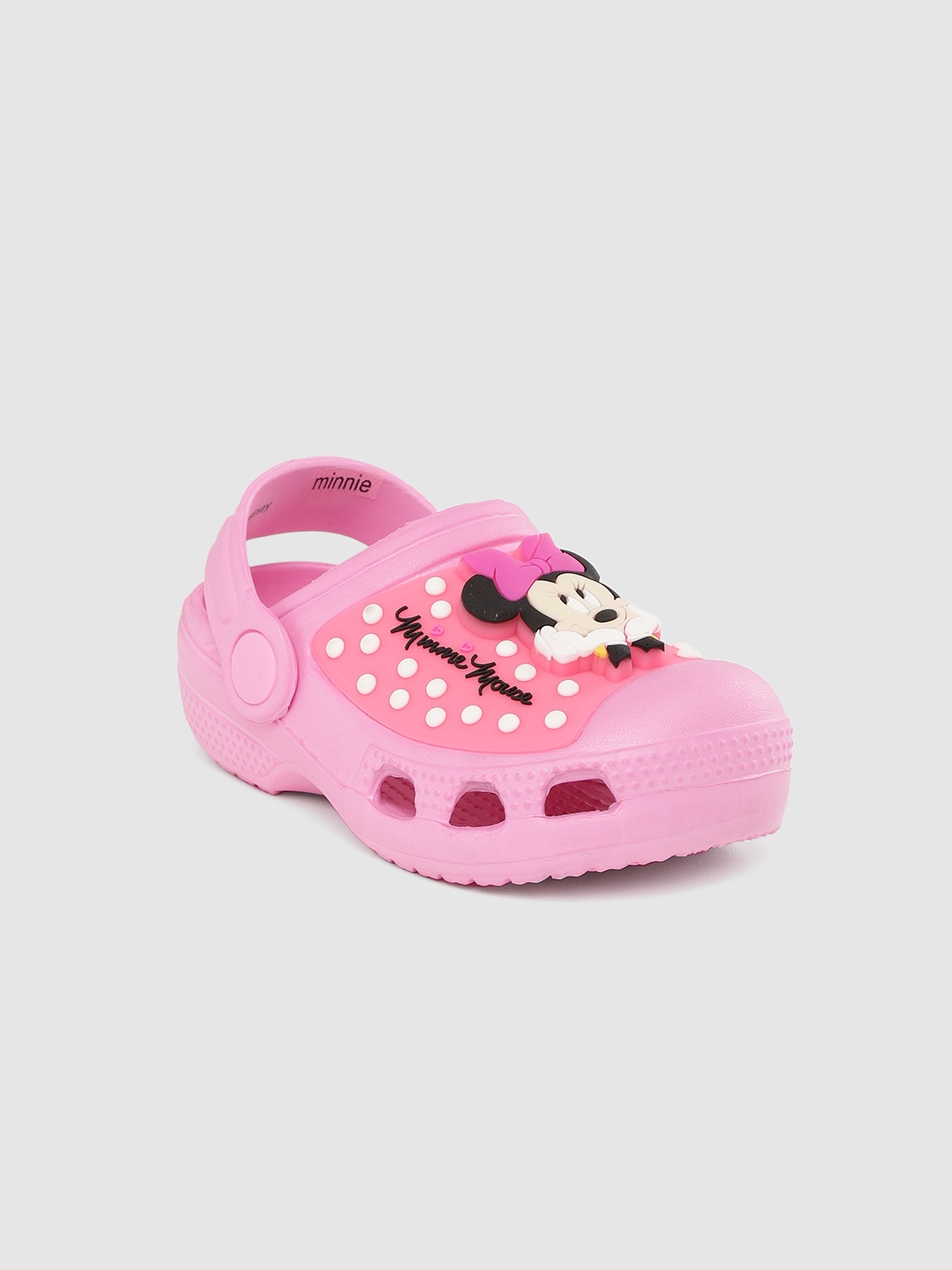 

toothless Girls Pink & White Disney Minnie Textured LED Clogs
