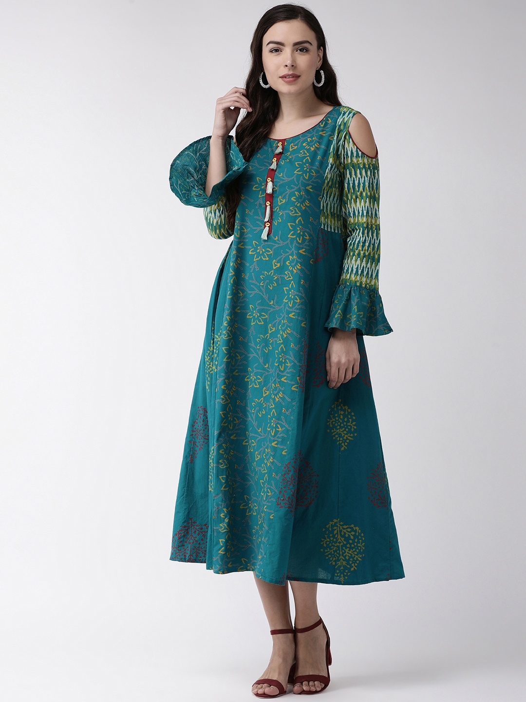 

RANGMAYEE Women Teal Blue Printed Maxi Dress