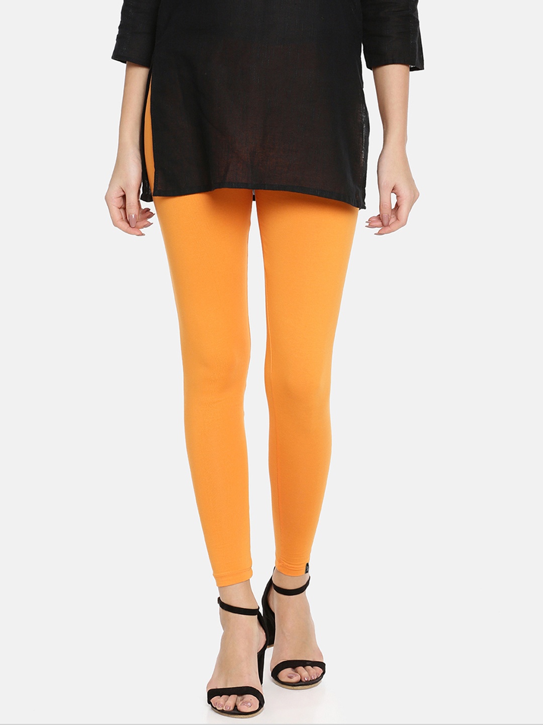 

TWIN BIRDS Women Yellow Solid Ankle-Length Leggings