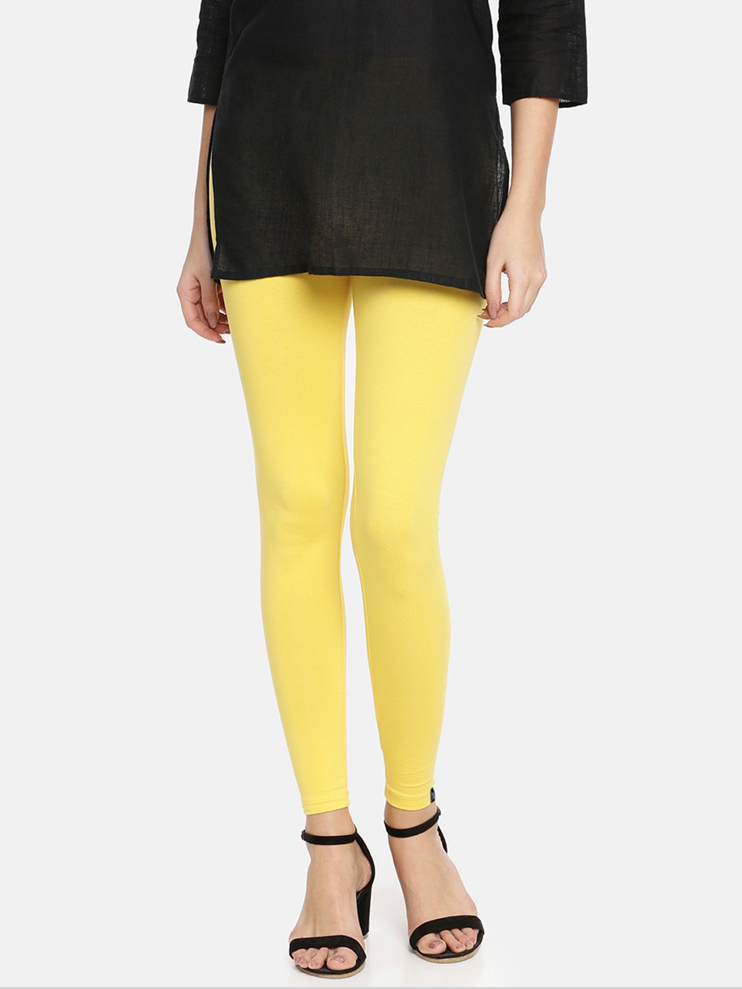 

TWIN BIRDS Women Yellow Solid Ankle-Length Leggings