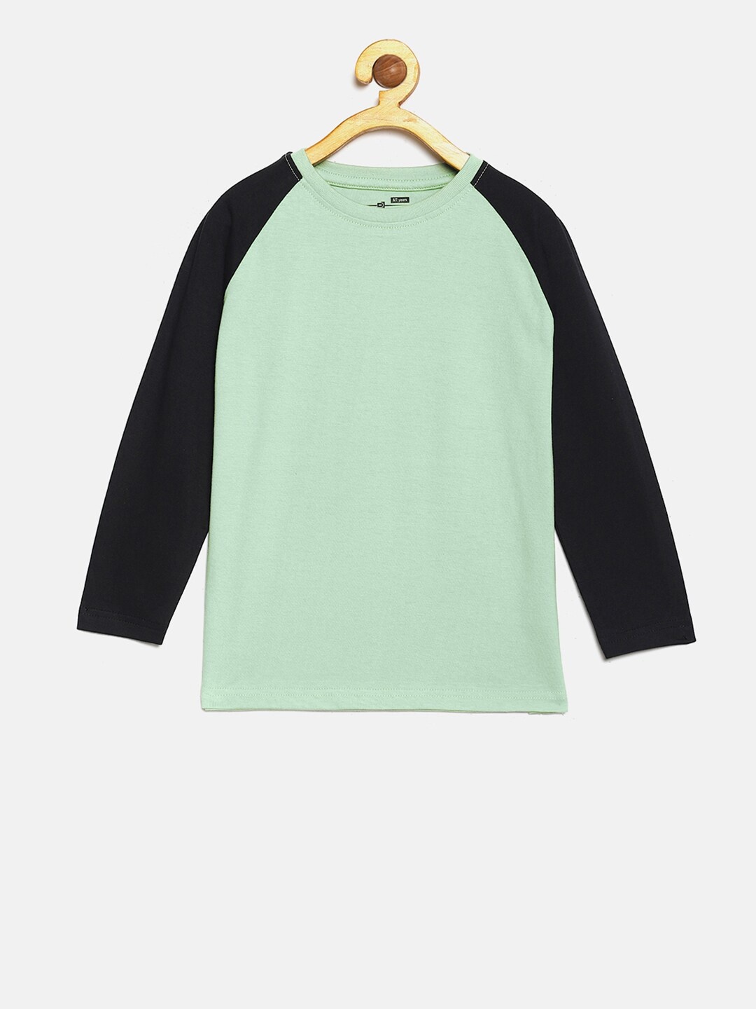 

DILLINGER Boys Sea Green Black Colourblocked Round Neck Pure Cotton T-shirt