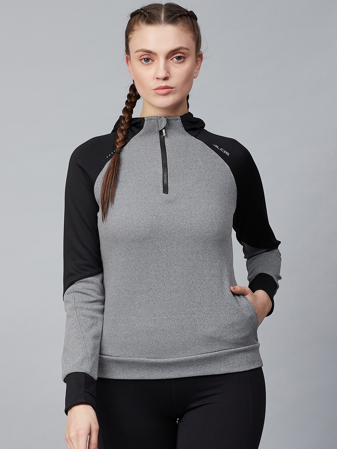 

Alcis Women Grey Solid Hooded Pullover Sweatshirt