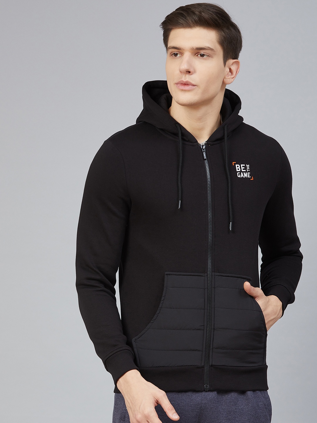 

Alcis Men Black Solid Hooded Sweatshirt