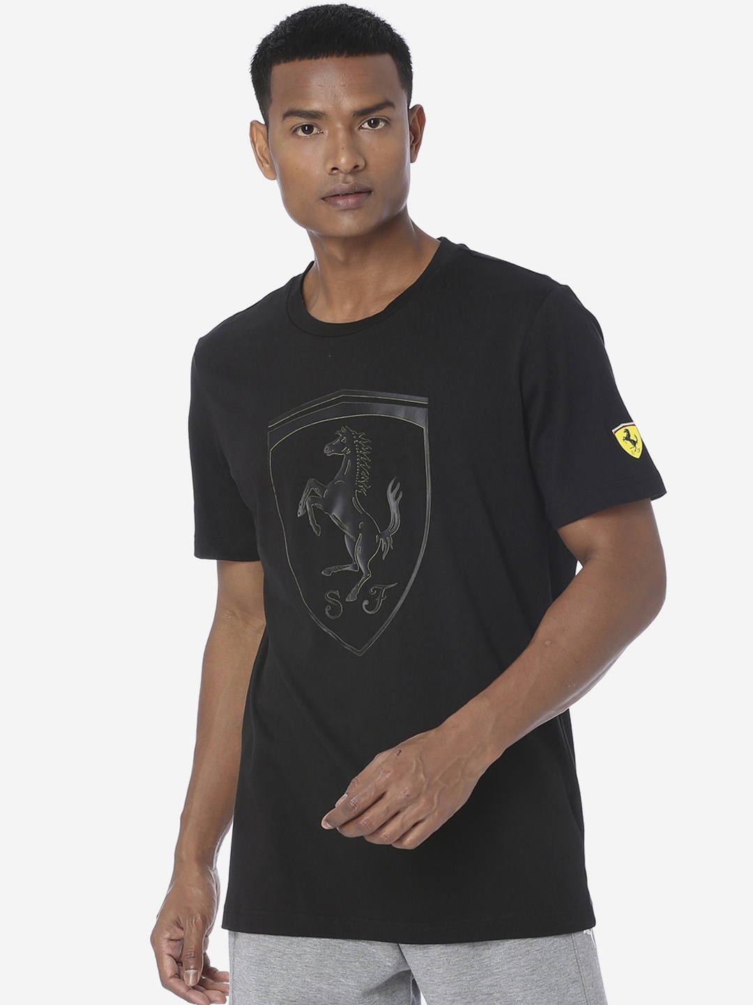 

PUMA Motorsport Men Black SF Big Shield Printed Round Neck Pure Cotton T-shirt