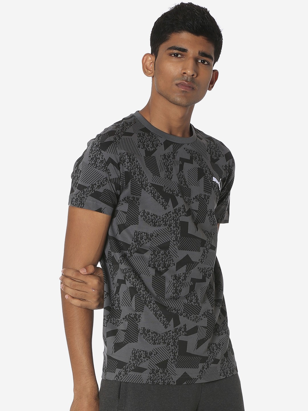 

Puma Men Grey CASTLEROCK Printed Round Neck T-shirt