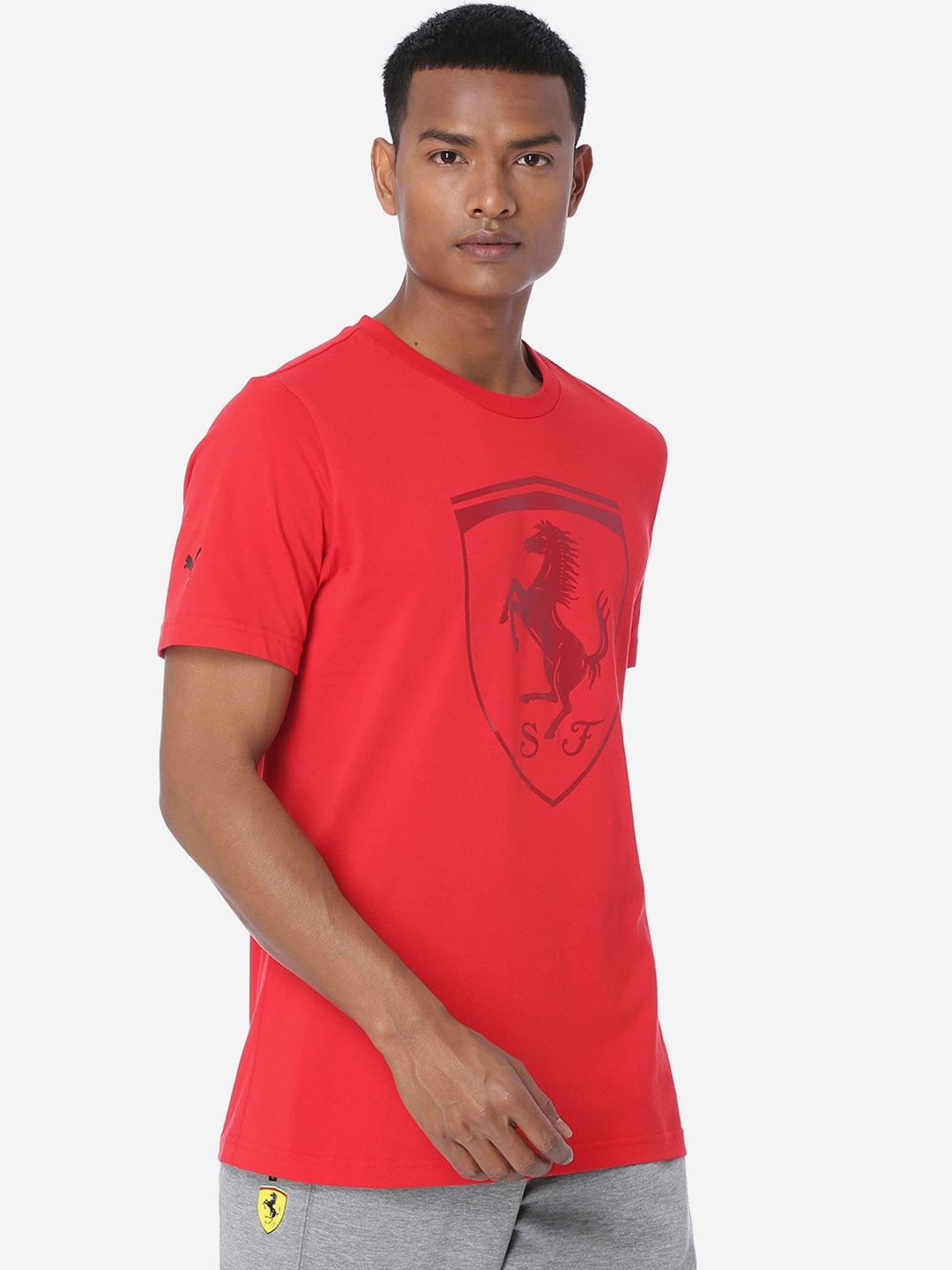 

PUMA Motorsport Men Red Printed Round Neck Pure Cotton Motorsports T-shirt
