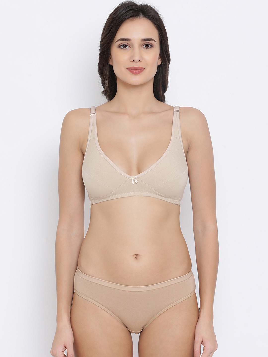 

Clovia Women Nude-Coloured Solid Lingerie Set COMBBP59732B