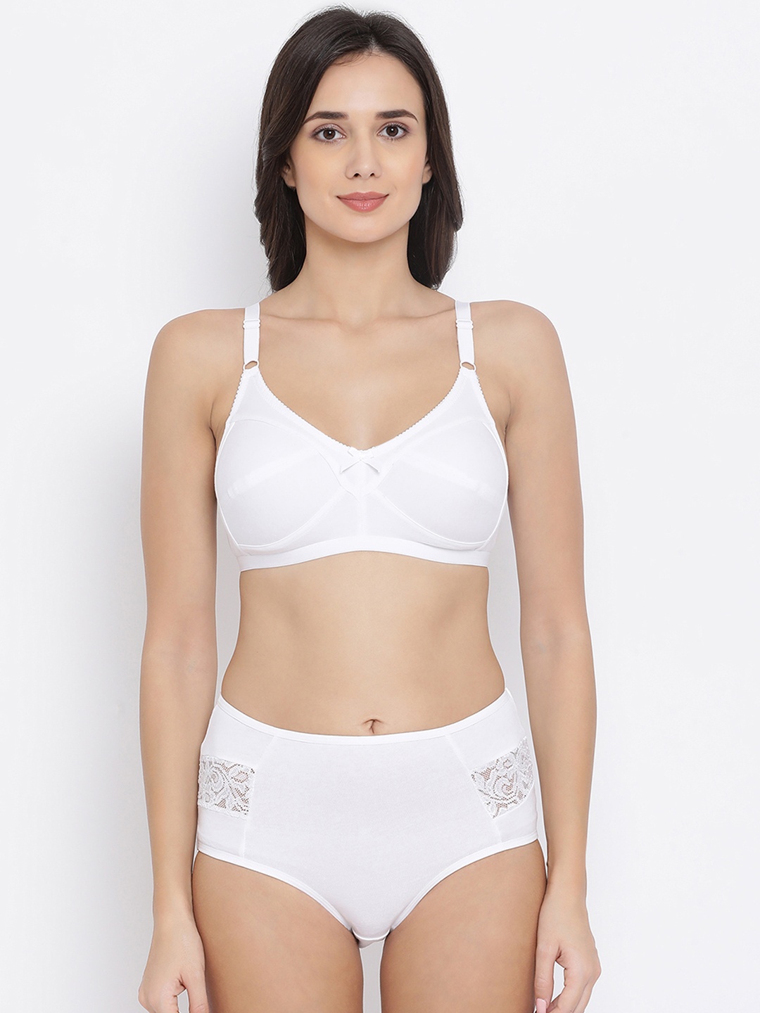 

Clovia Women White Solid Lingerie Set COMBBP30032B