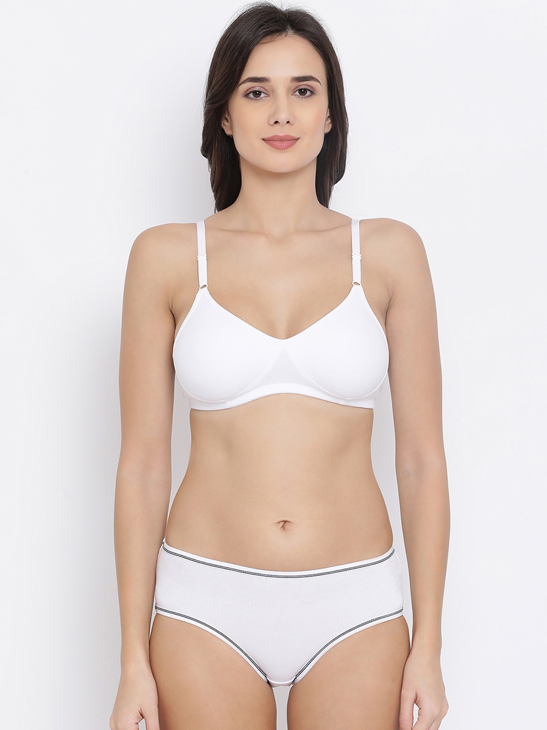 

Clovia Women White Solid Lingerie Set COMBBP20232B