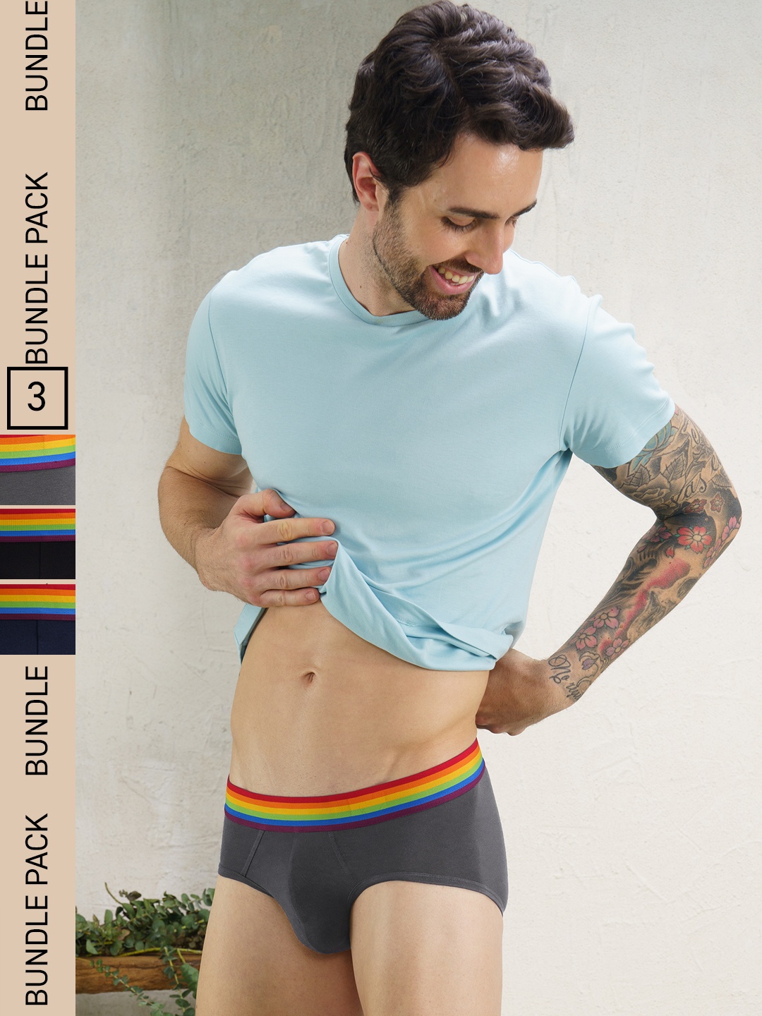 

DaMENSCH Pack of 3 DEO-SOFT Solid Premium Egyptian Cotton-Modal Blend Briefs, Multi