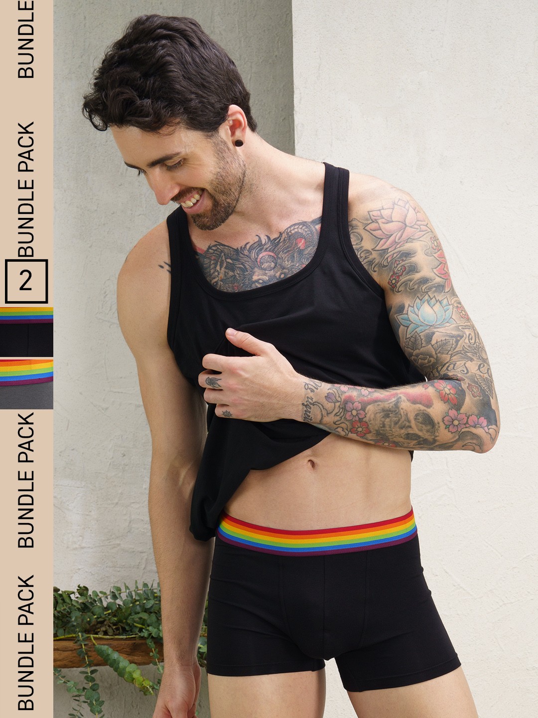 

DAMENSCH Men Pack of 2 AER-SOFT Anti-Bacterial Micro-Modal Pride Collection Trunks DAM-PR2-T-PACK-2-WB&WG-MIX, Grey