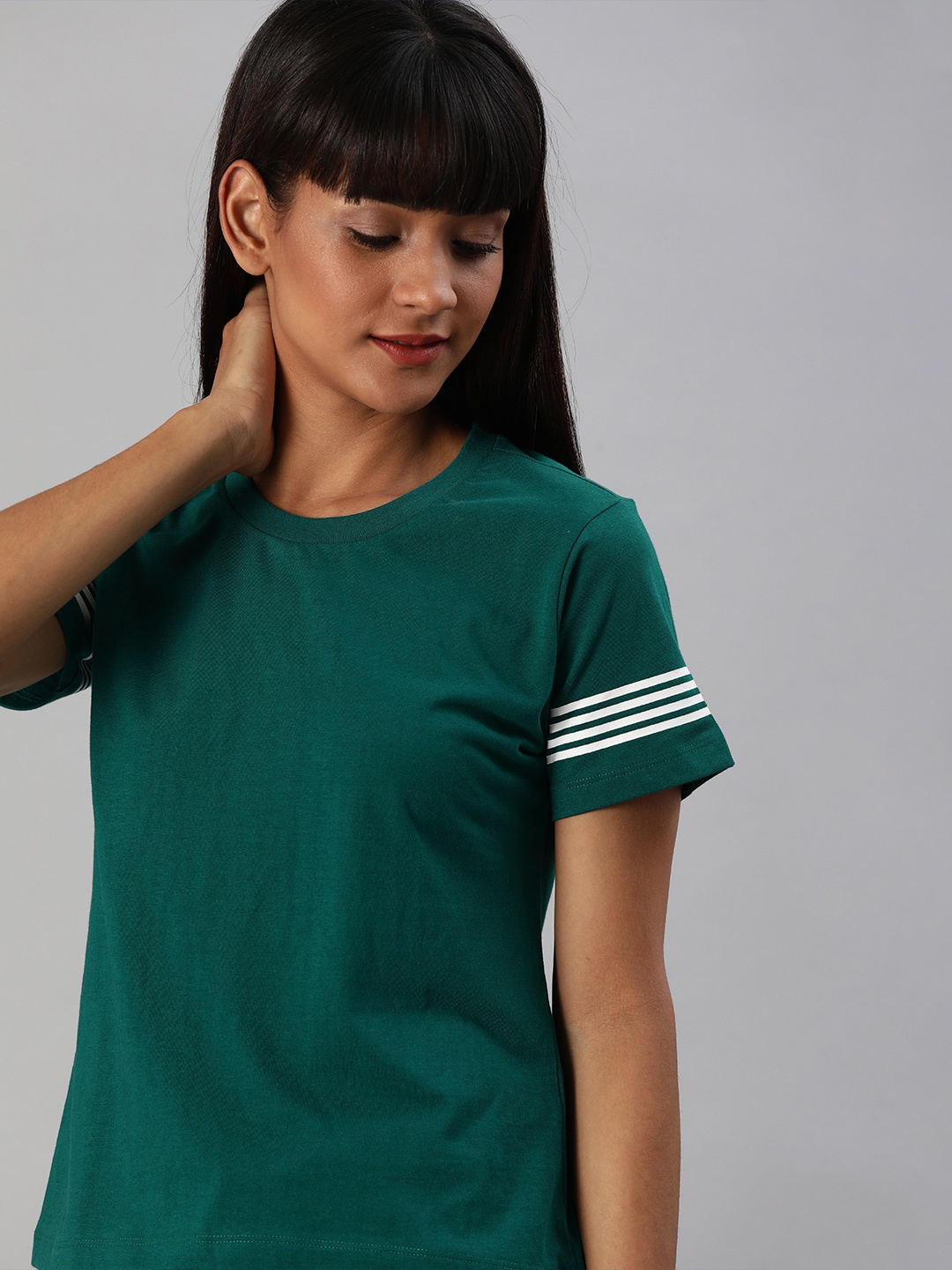

Harvard Women Teal Solid Round Neck T-shirt