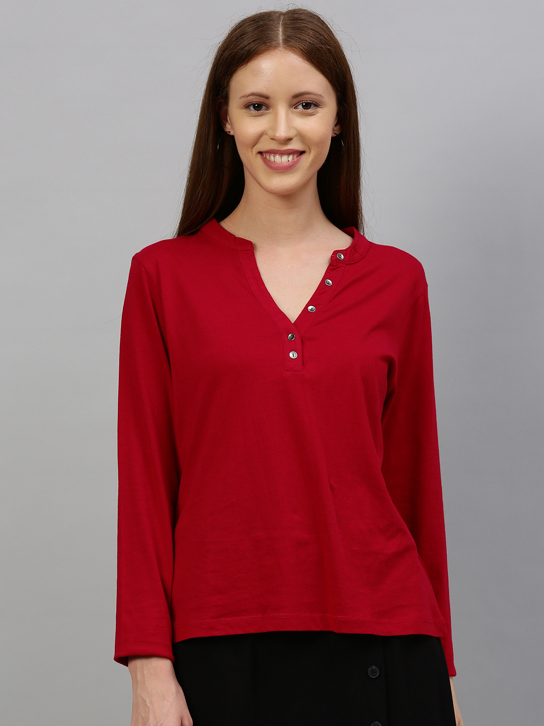 

Harvard Women Red Solid Regular Top
