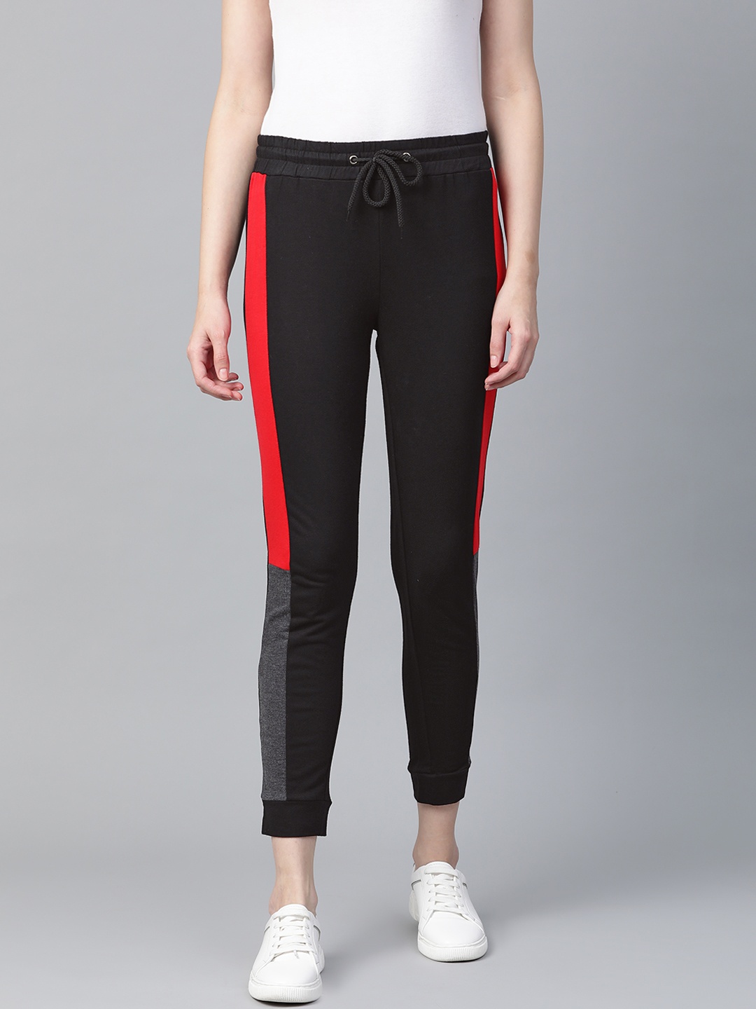

Harvard Women Black Solid Cropped Joggers With Side Panelling