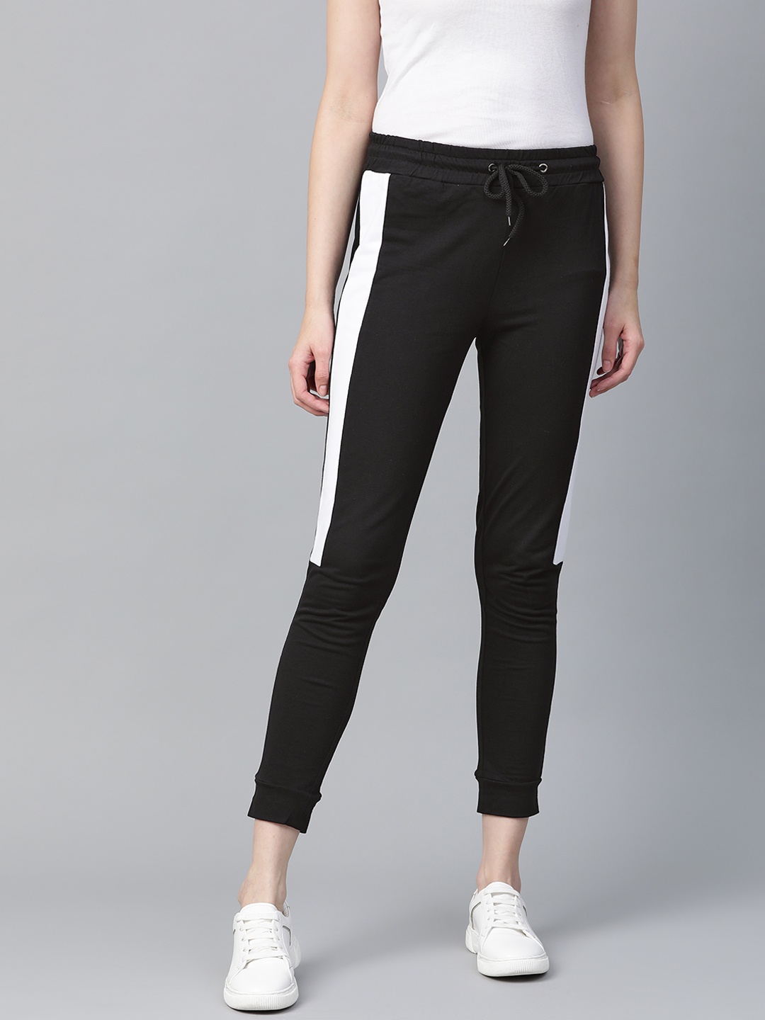 

Harvard Women Black Solid Cropped Joggers With Side Panelling