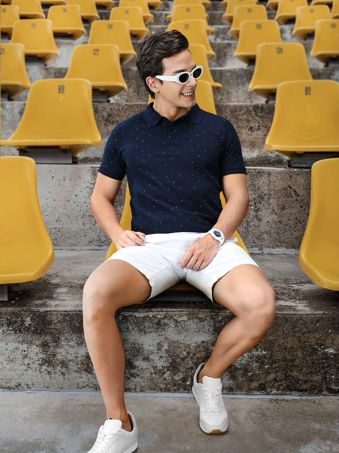 

Harvard Men Deep Navy Blue Printed Polo Collar T-shirt