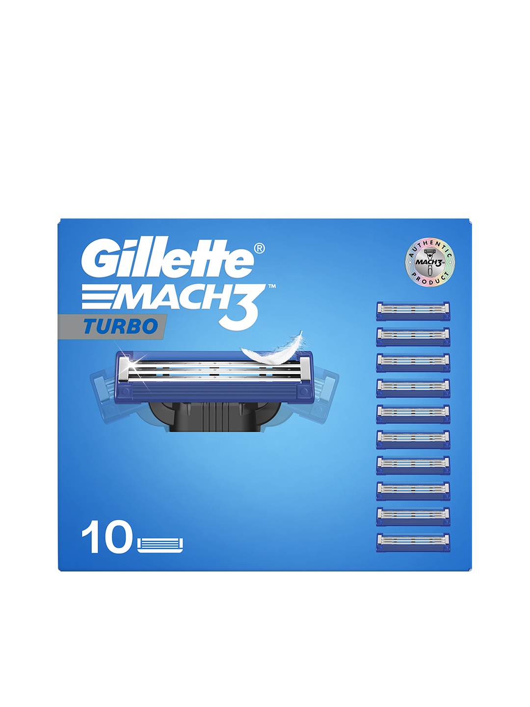 

Gillette Men Set of 10 Mach 3 Turbo Shaving Blades, Blue