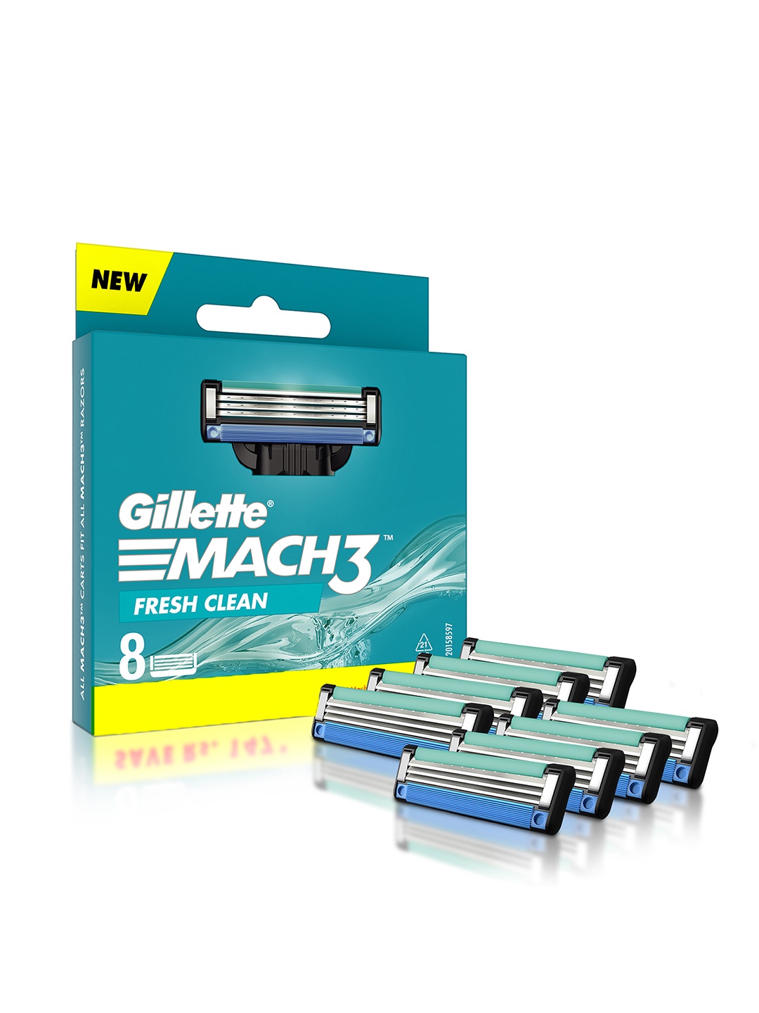 

Gillette Men Set of 8 Mach 3 Manual Shaving Razor Blades, Blue