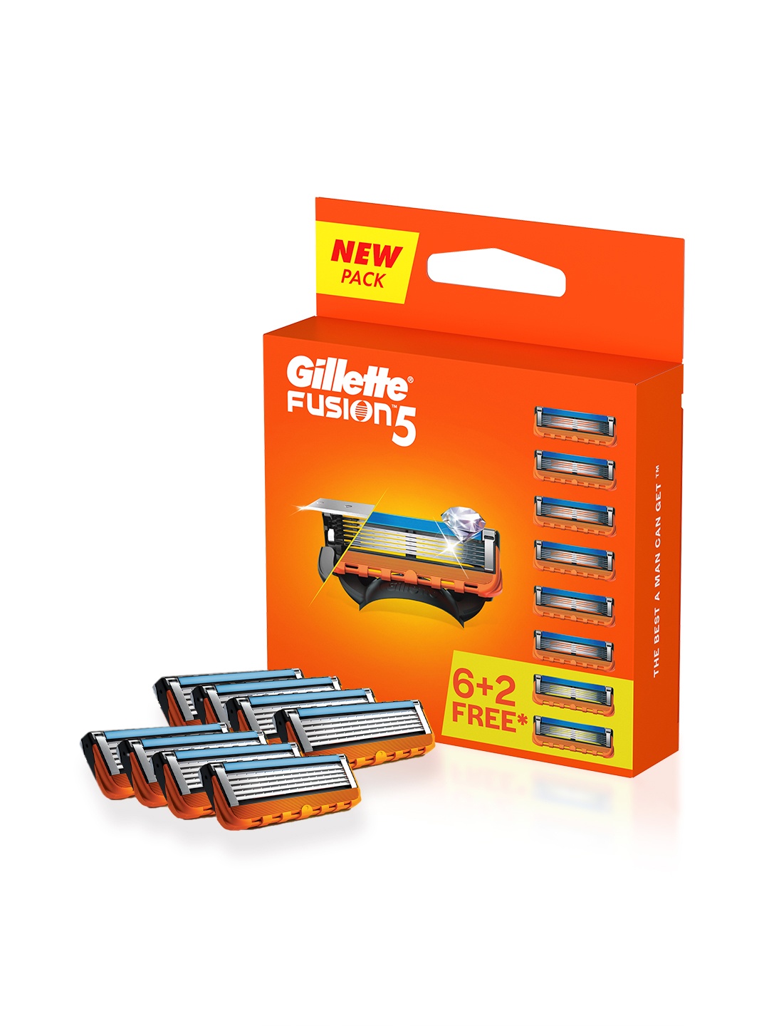 

Gillette Men Set of 8 Fusion Manual Shaving Blade Cartridges, Orange