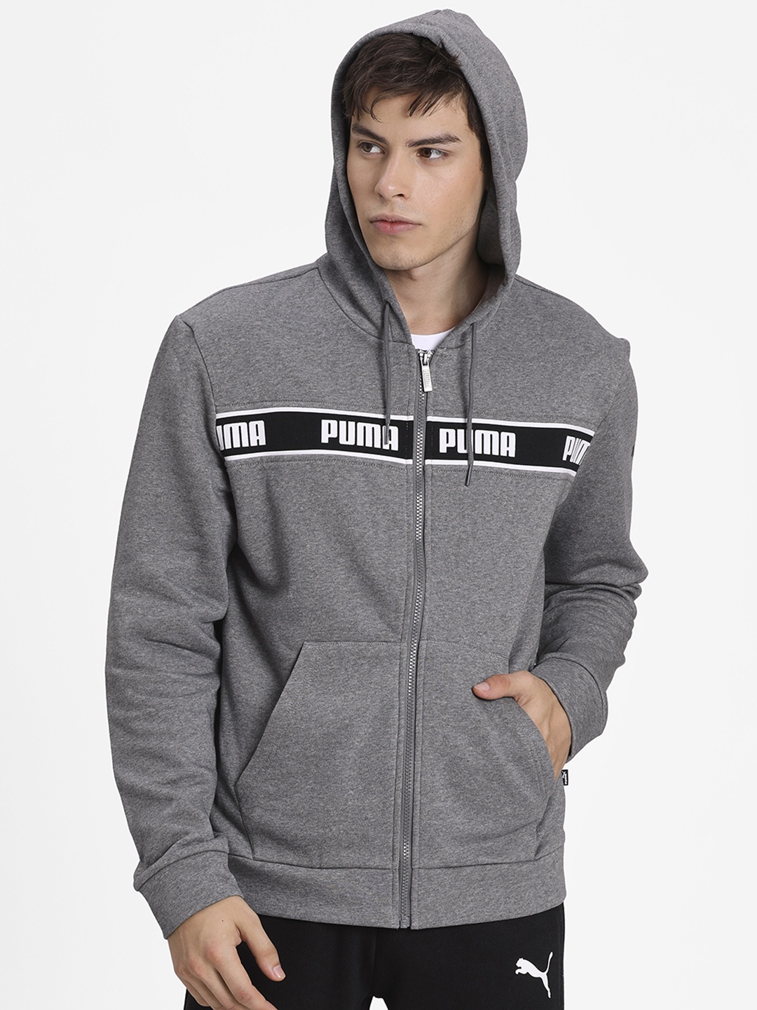 

Puma Men Grey Printed Amplified Hooded Jacket FL
