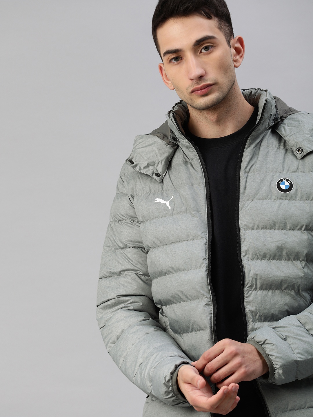 

PUMA Motorsport Men Grey Solid BMW MMS Eco PackLite Puffer Jacket