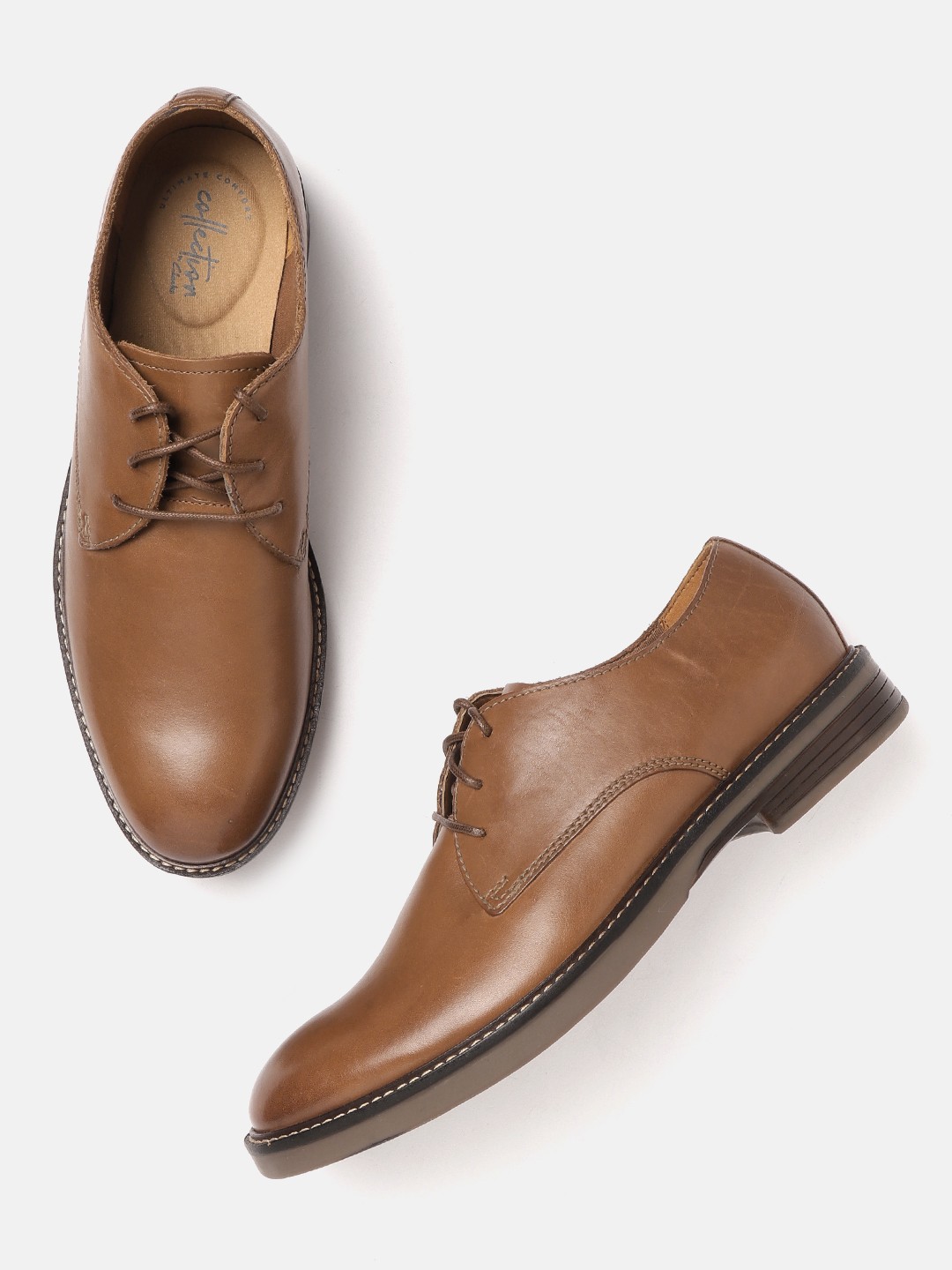 

Clarks Men Brown Leather Formal Derbys