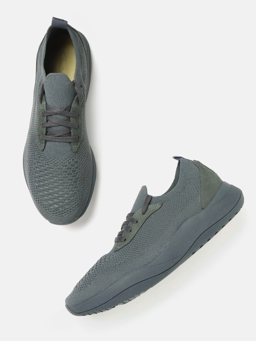 

Clarks Men Charcoal Grey Woven Design Sneakers