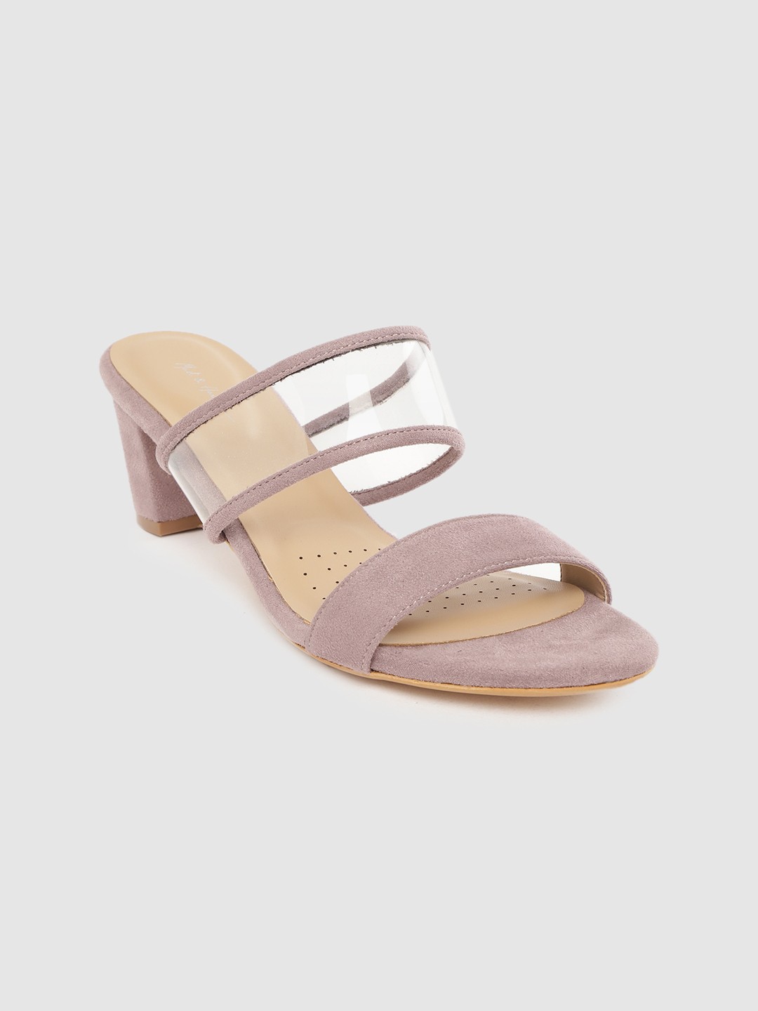 

Mast & Harbour Women Mauve & Transparent Solid Block Heels