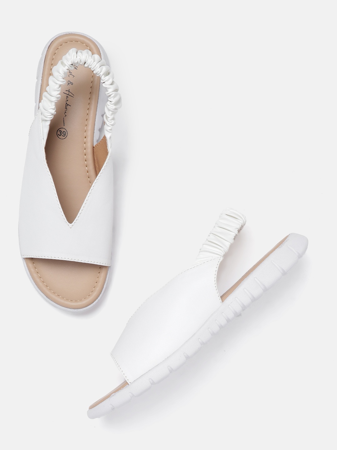 

Mast & Harbour Women White Solid Open Toe Flats