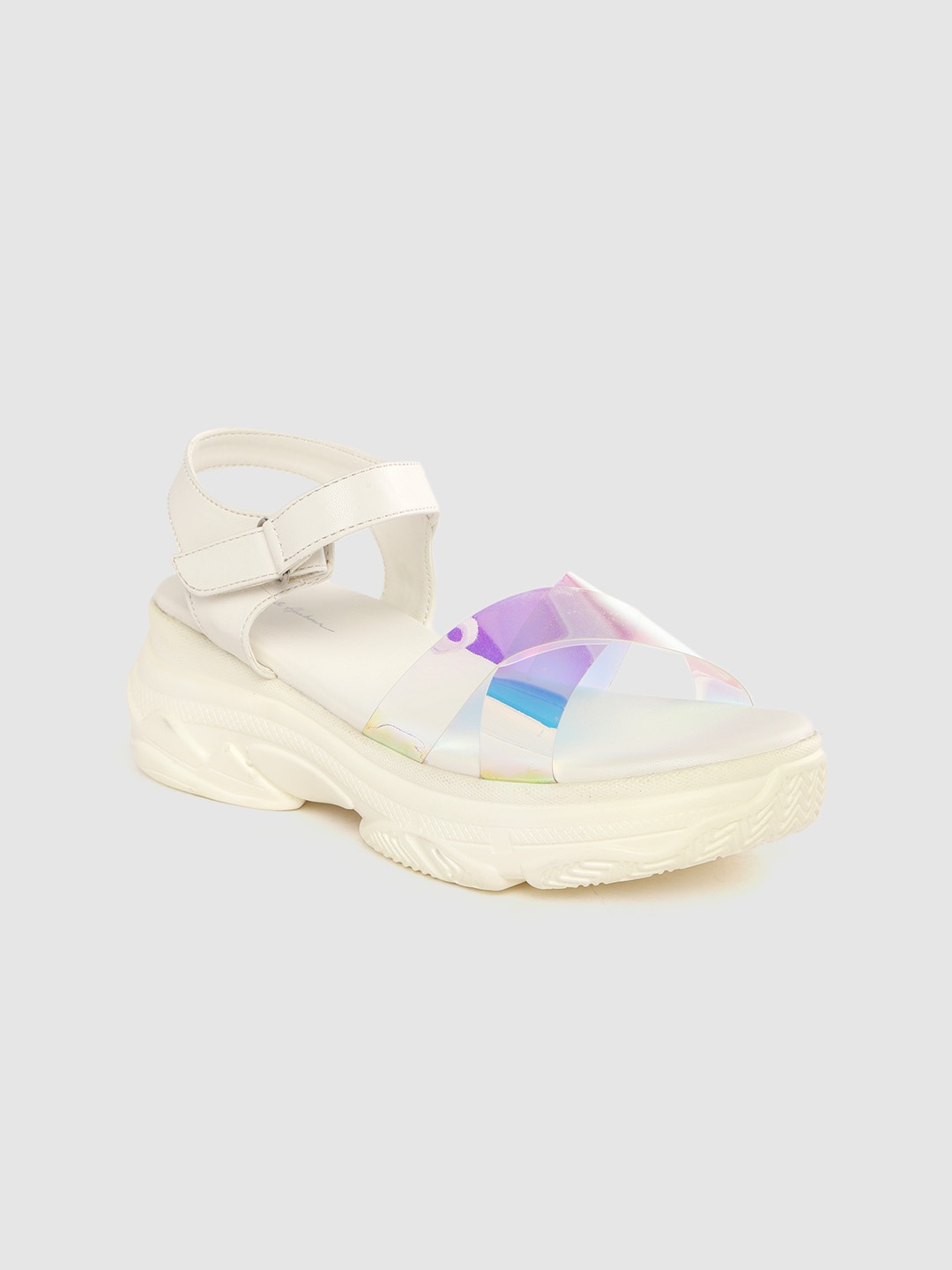 

Mast & Harbour Women Cream-Coloured & Blue Iridescent Effect Platform Heels