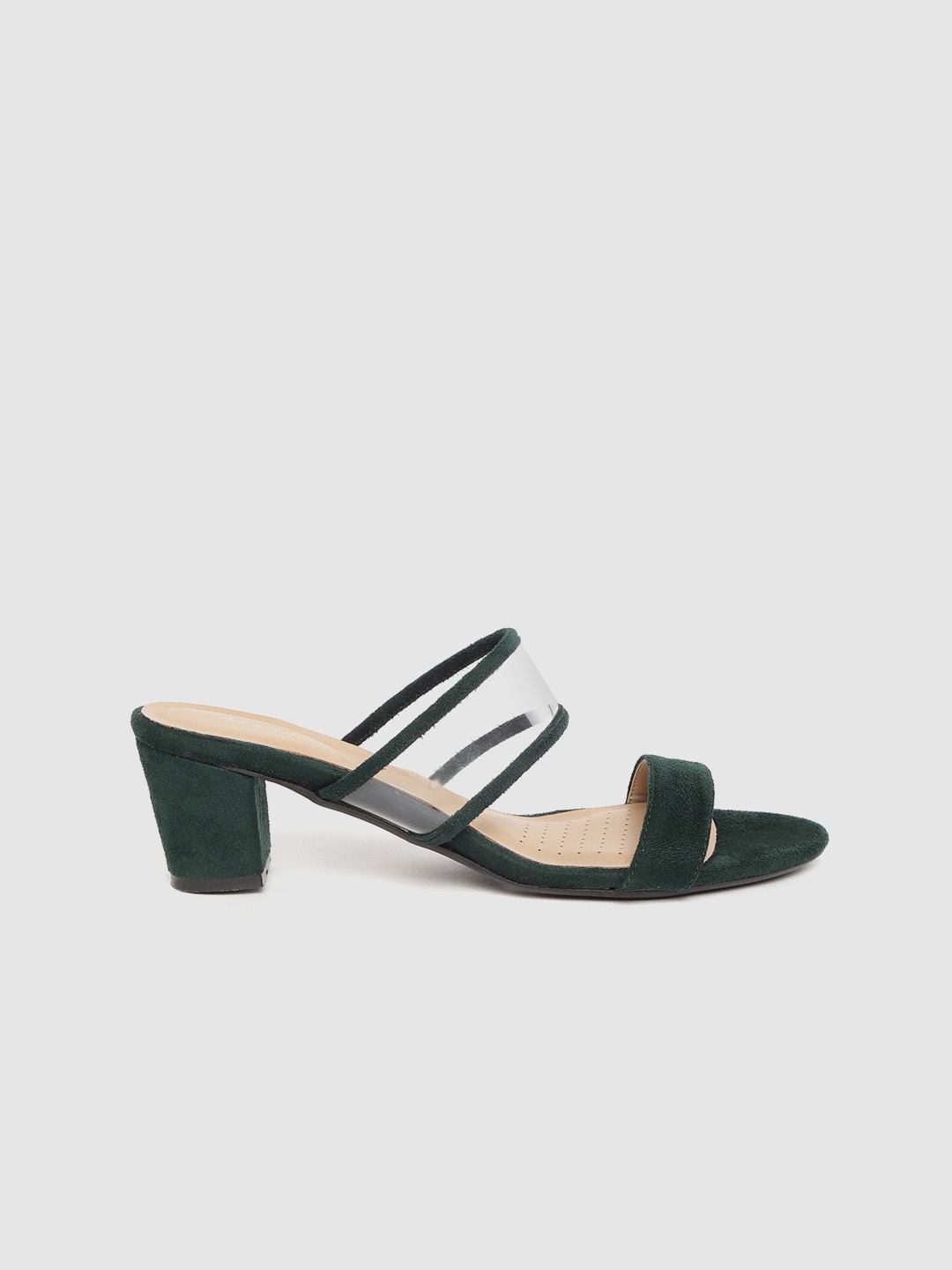 

Mast & Harbour Women Green & Transparent Solid Block Heels