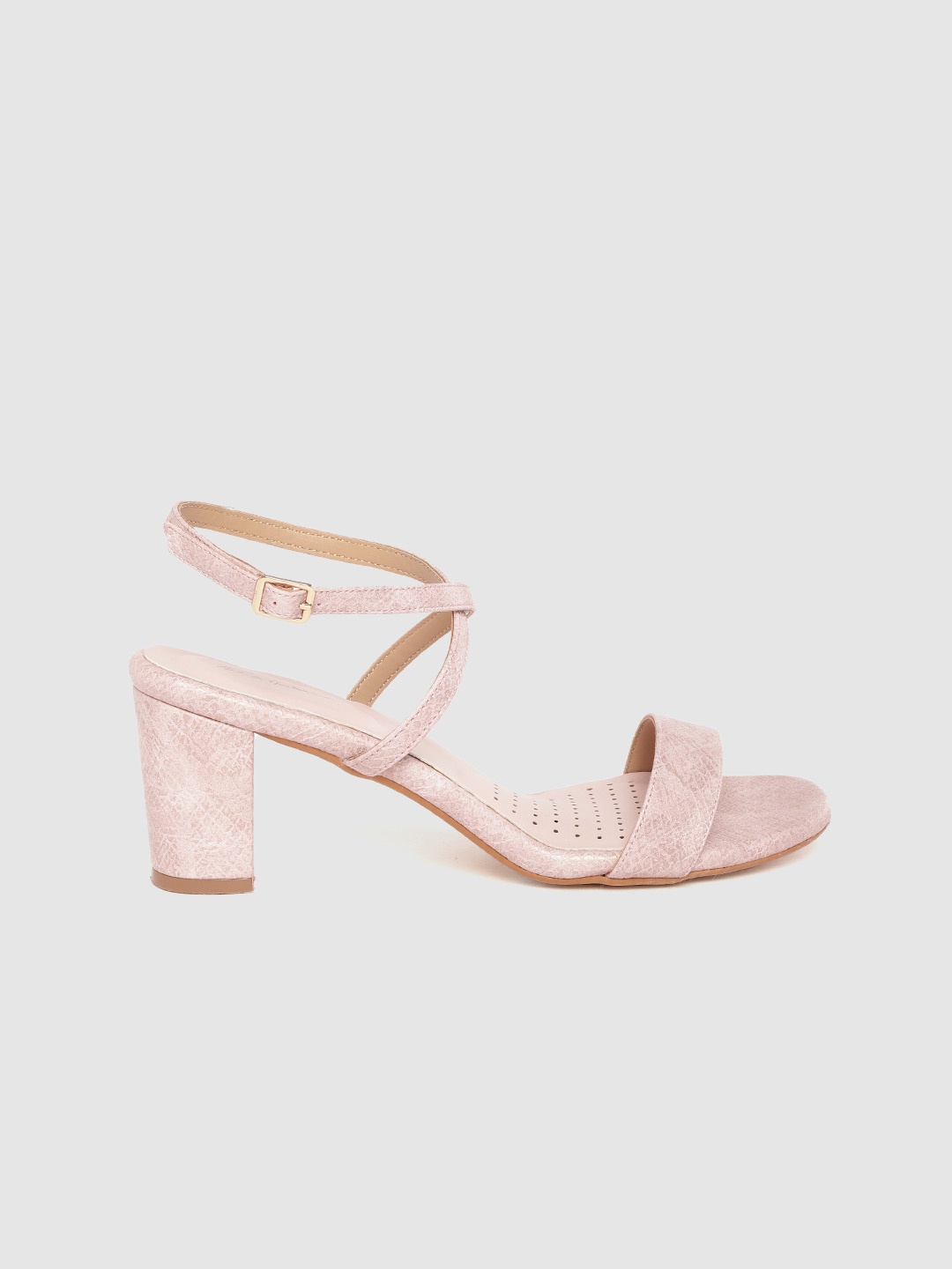 

Mast & Harbour Women Pink & Gold-Toned Textured Block Heels
