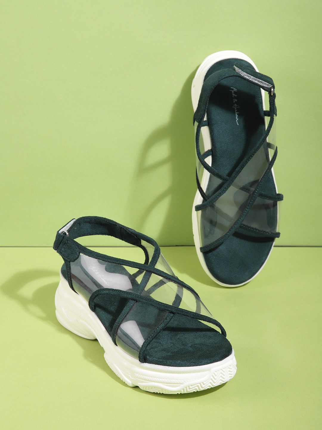 

Mast & Harbour Women Transparent & Green Platform Heels