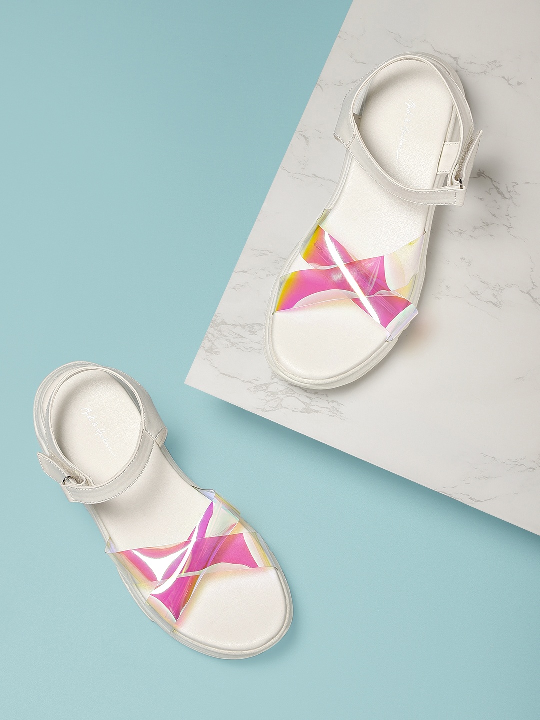 

Mast & Harbour Women Pink & White Colourblocked Comfort Heels