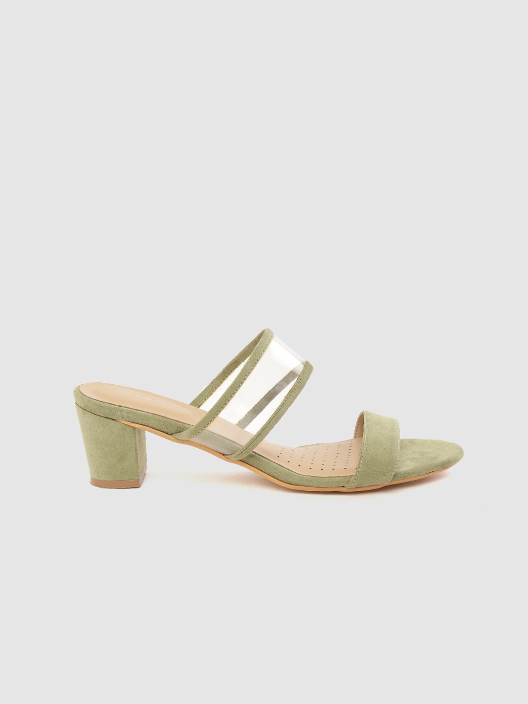 

Mast & Harbour Women Olive Green & Transparent Solid Sandals