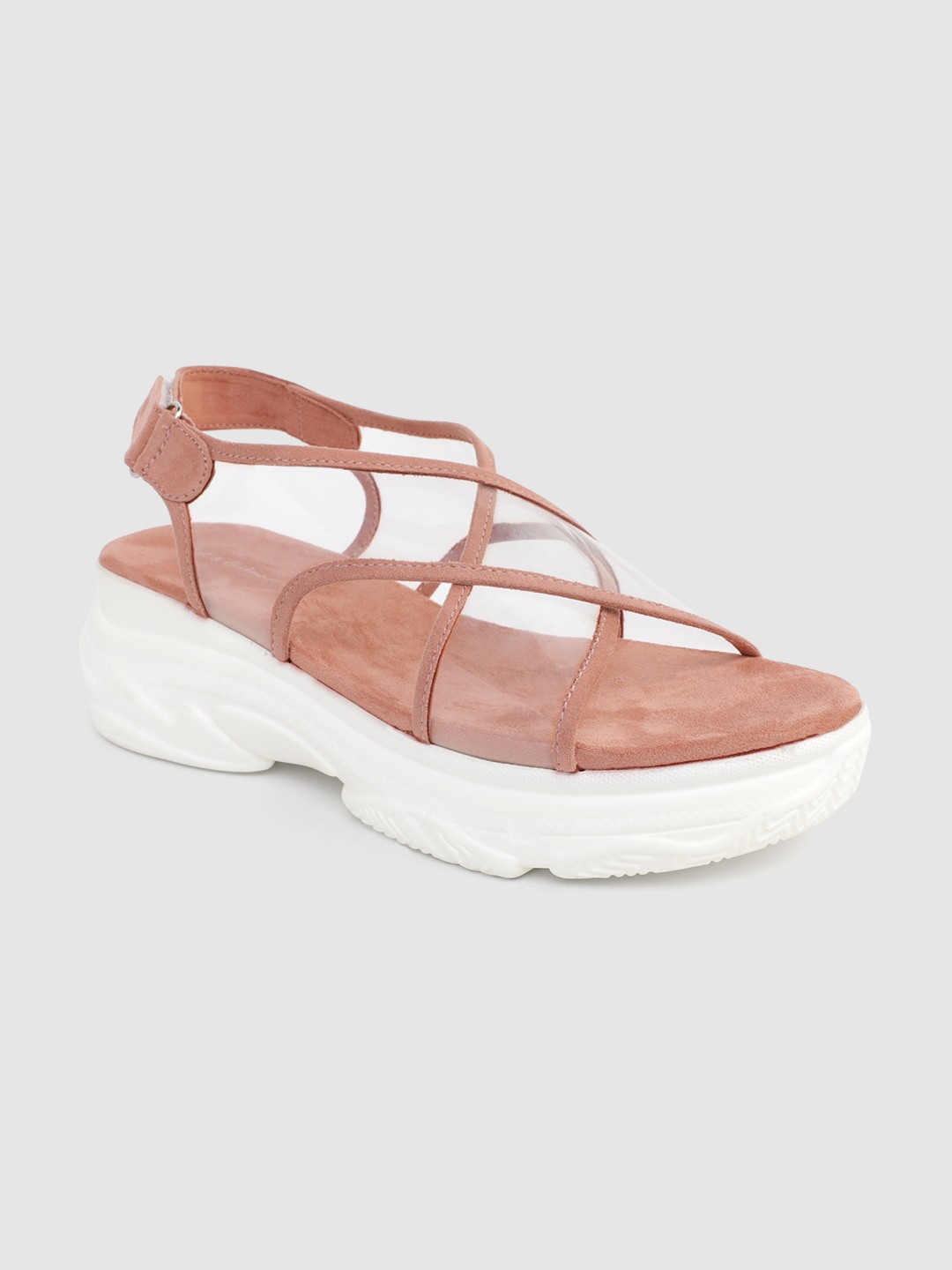 

Mast & Harbour Women Transparent & Dusty Pink Solid Chunky Heels