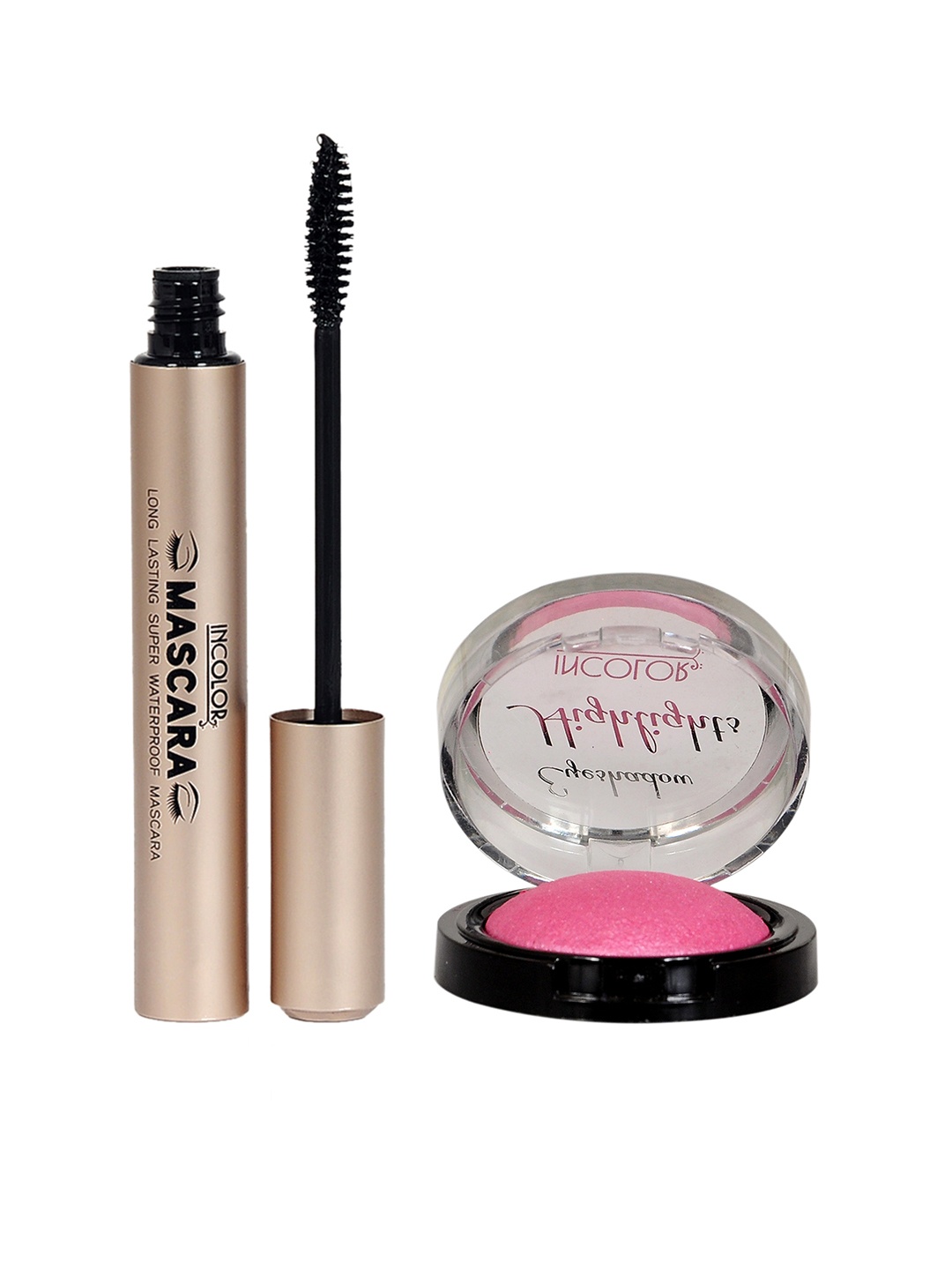 

INCOLOR Set of Black Dense Super Waterproof Mascara & Pink Highlight Eyeshadow 04