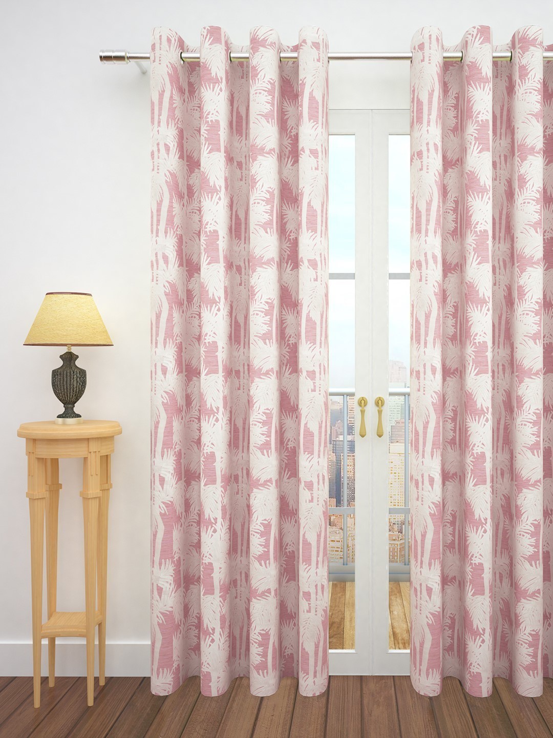 Story@home Peach-Coloured Jacquard Textured Single Door Curtain