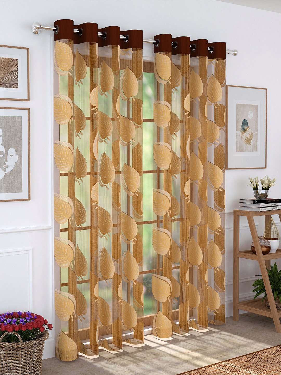 

Story@home Set of 2 Brown 200GSM Sheer Semi Door Curtains