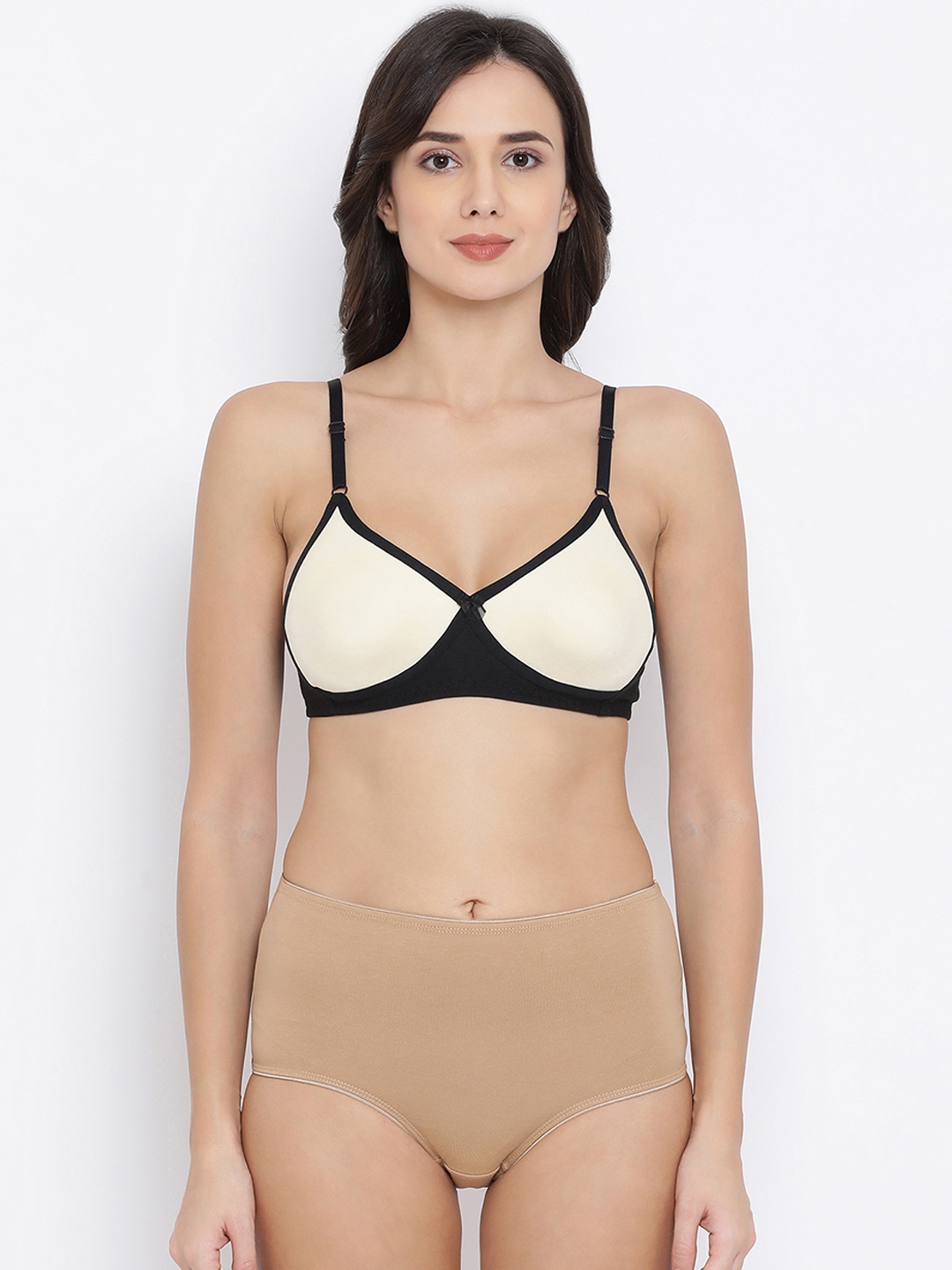 

Clovia Women Beige & Black Solid Lingerie Set COMBBP36832B Women Solid L