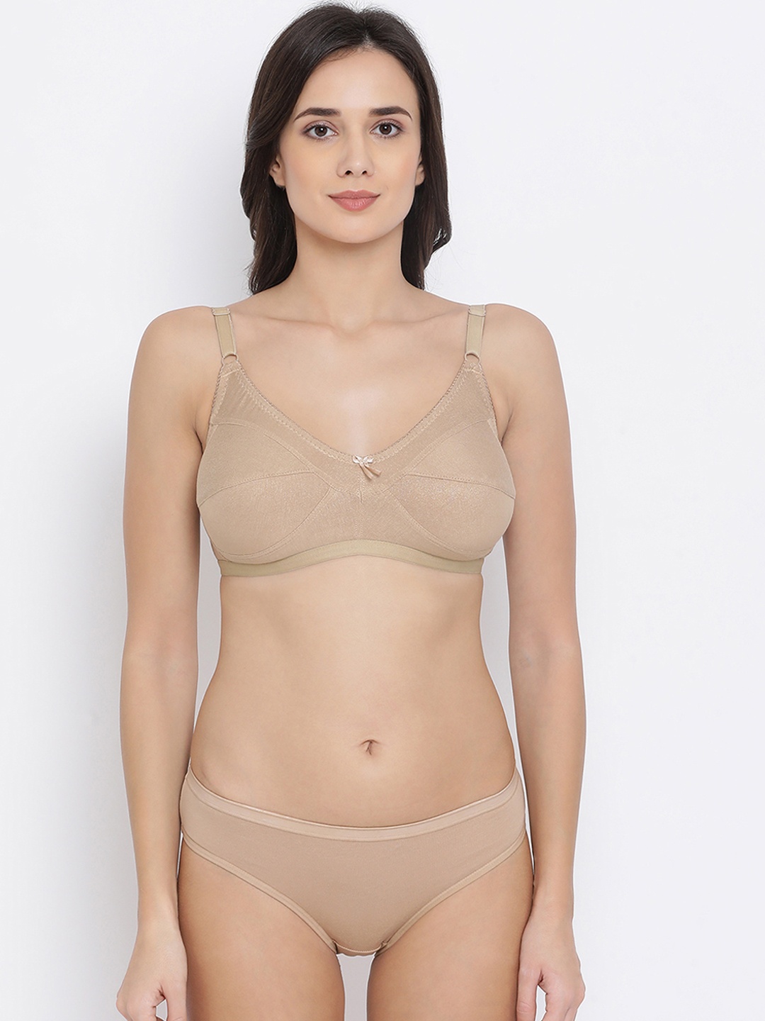 

Clovia Women Beige Solid Lingerie Set COMBBP26432B