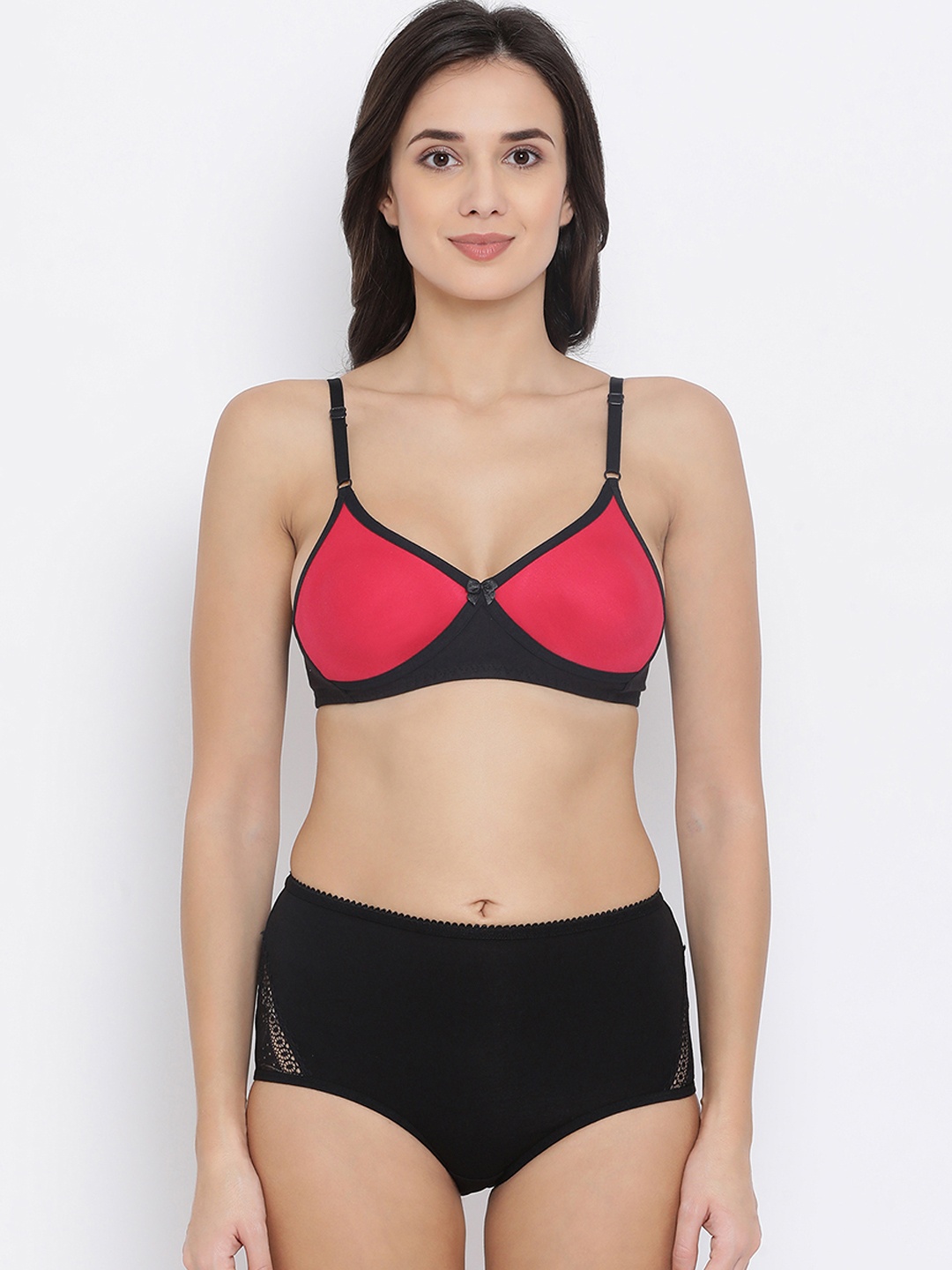 

Clovia Women Black & Red Colourblocked Lingerie Set COMBBP35632B