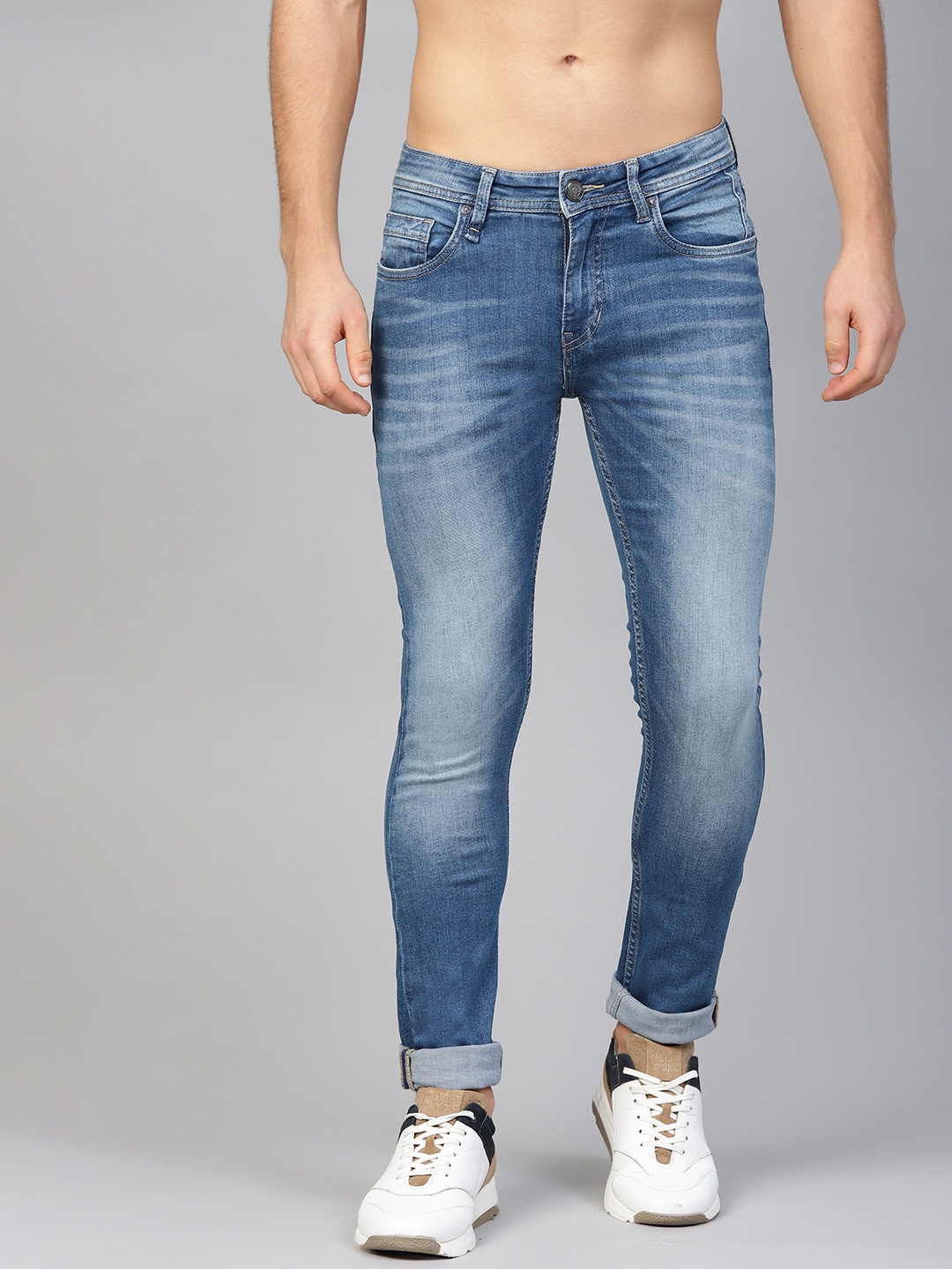

The Roadster Lifestyle Co Men Blue Skinny Fit Mid-Rise Clean Look Stretchable Jeans