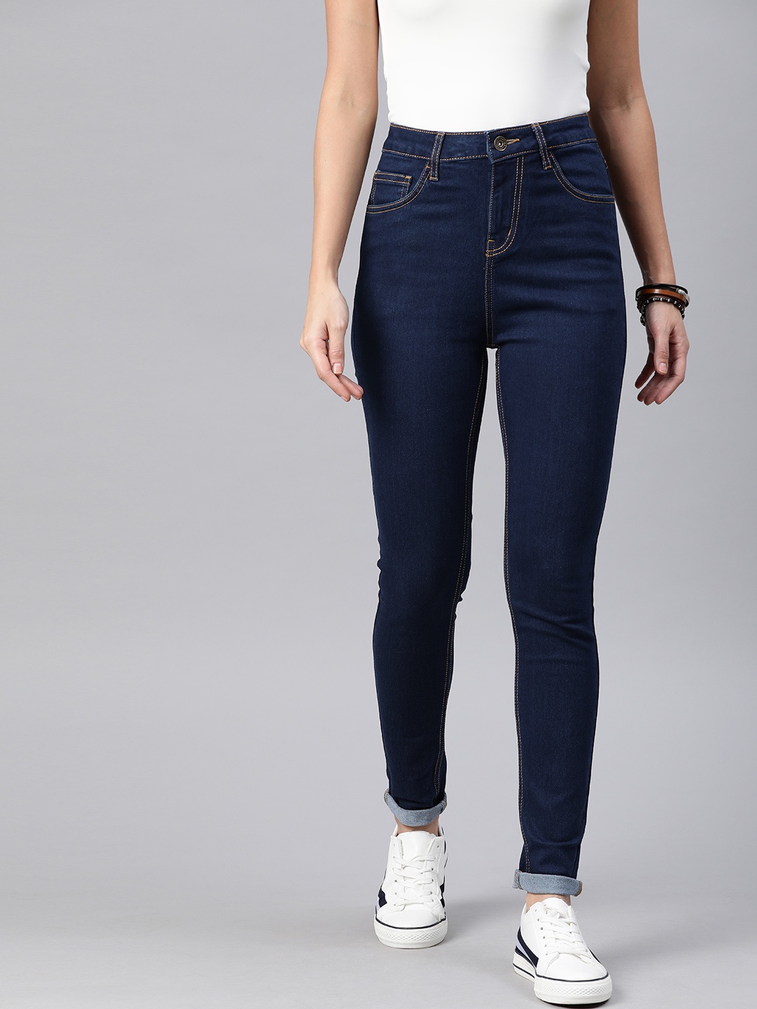 

Roadster Women Navy Blue Skinny Fit Mid rise High-Rise Clean Look Jeans