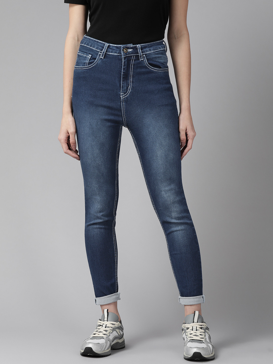 

The Roadster Lifestyle Co Women Blue Super Skinny Fit High-Rise Clean Look Stretchable Jeans